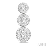 3/4 Ctw Hanging Triple Mount Lovebright Round Cut Diamond Earring in 14K White Gold